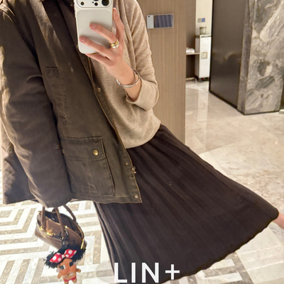 LIN+  -配浣熊A版压褶伞裙半身裙（含27.1绵羊毛）(42.5兔毛+特种