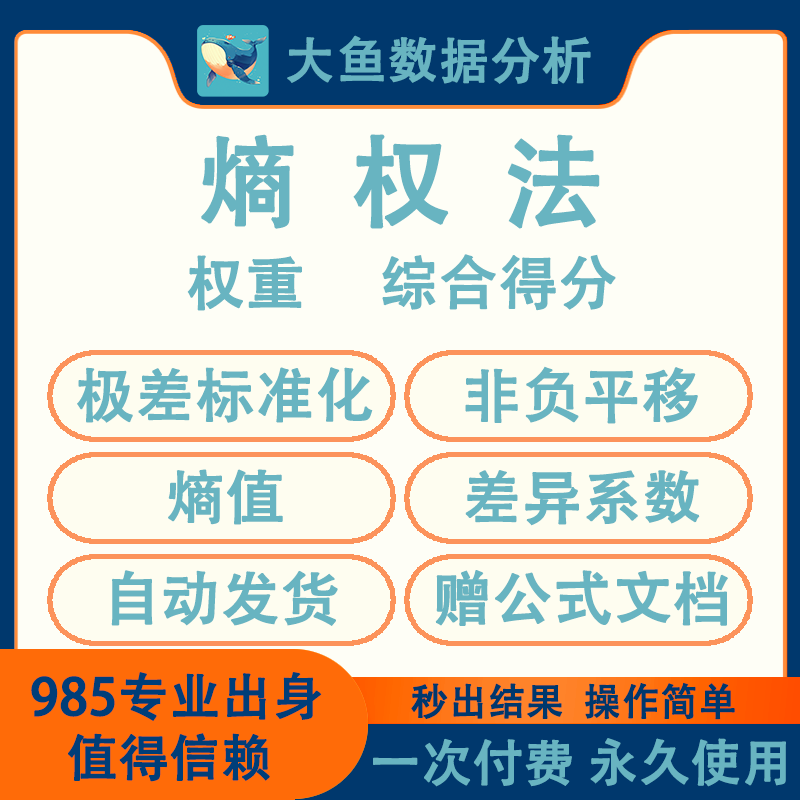 熵权法计算软件，支持原始数据计算，支持正、负向和适度指标