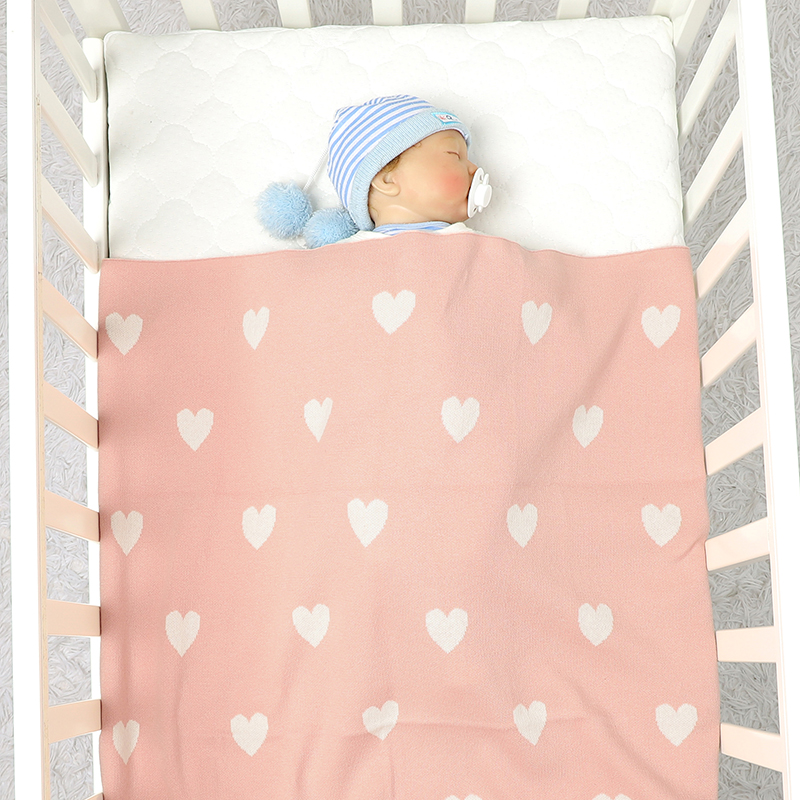 爱心针织婴儿盖毯90*70CM多功能宝宝毛毯夏季薄款空调被