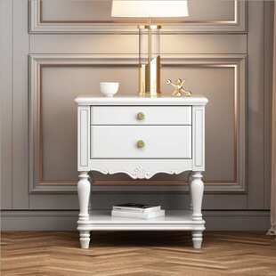 美式床头柜实木轻奢简约现代免安装 柜子卧室简易欧式白色田园