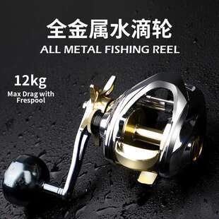 全金属单摇臂路亚打黑水滴轮鱼轮 慢摇铁板轮 打黑轮海钓轮雷强轮