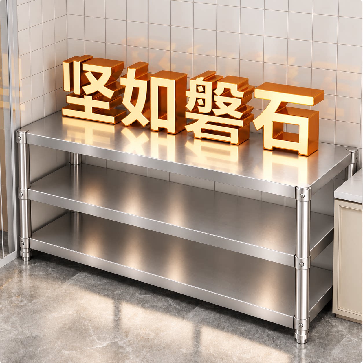 不锈钢厨房置物架落地多层微波炉烤箱收纳架家用多功能防锈钢架子