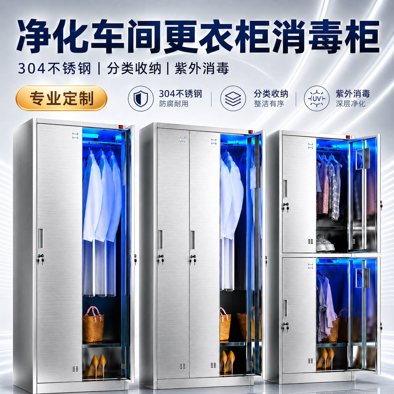 可定制不锈钢消毒更衣柜图片