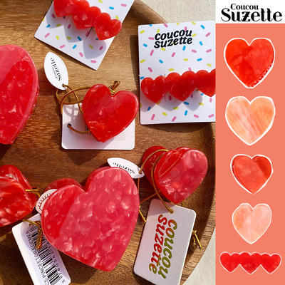 coucousuzette红色爱心发夹发抓