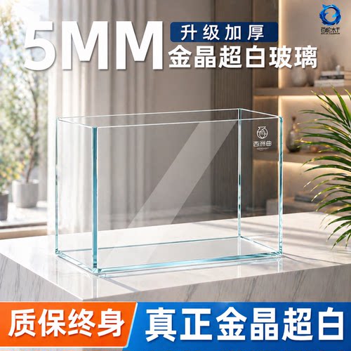 金晶超白鱼缸桌面客厅生态斗金鱼乌龟缸造景小型水草养鱼玻璃裸缸