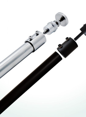 沪坚 强力增压晾杆浴室挂衣杆浴帘撑杆 免孔黑色不锈钢非伸缩帘杆