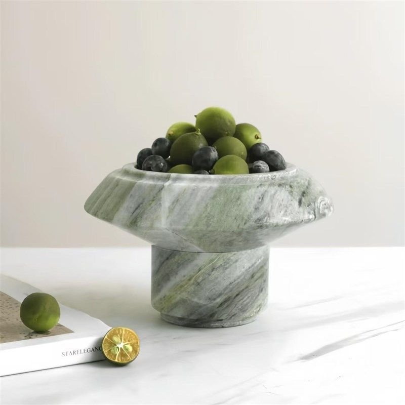 现代轻奢风大理石高脚水果盘摆件客厅餐桌黄洞石收纳托盘家居饰品,家居饰品,果盘/果篓,淘宝优惠券,粉丝福利购,淘宝优惠卷