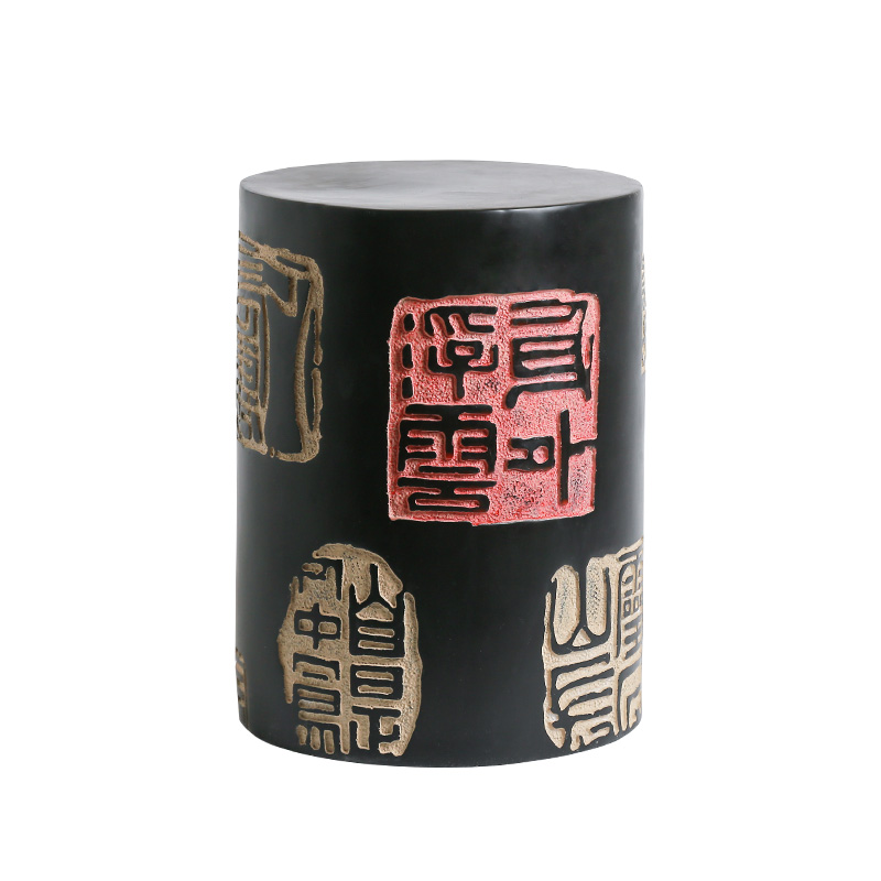 新中式小凳子古典创意个性功夫茶几凳 雕花坐墩圆板凳鼓墩 换鞋凳