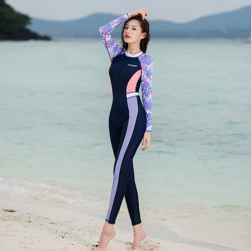 游泳衣女款连体长袖长裤全身防晒高级感保守显瘦大码女孩温泉泳装