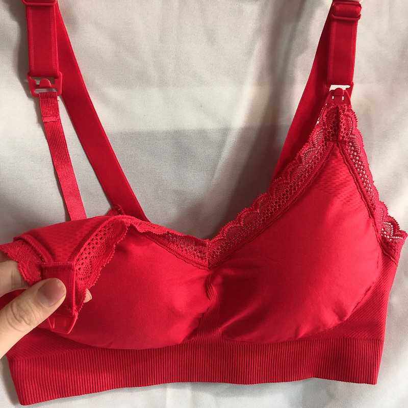 孕妇内衣内裤套装红色薄款怀孕期结F婚哺乳文胸无钢圈聚拢喂奶胸