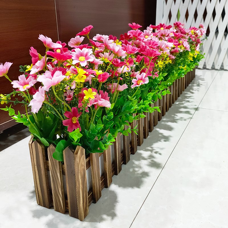 假花插花栅栏仿真花装饰盆景摆件客F厅隔断阳台摆放花艺绿植套装