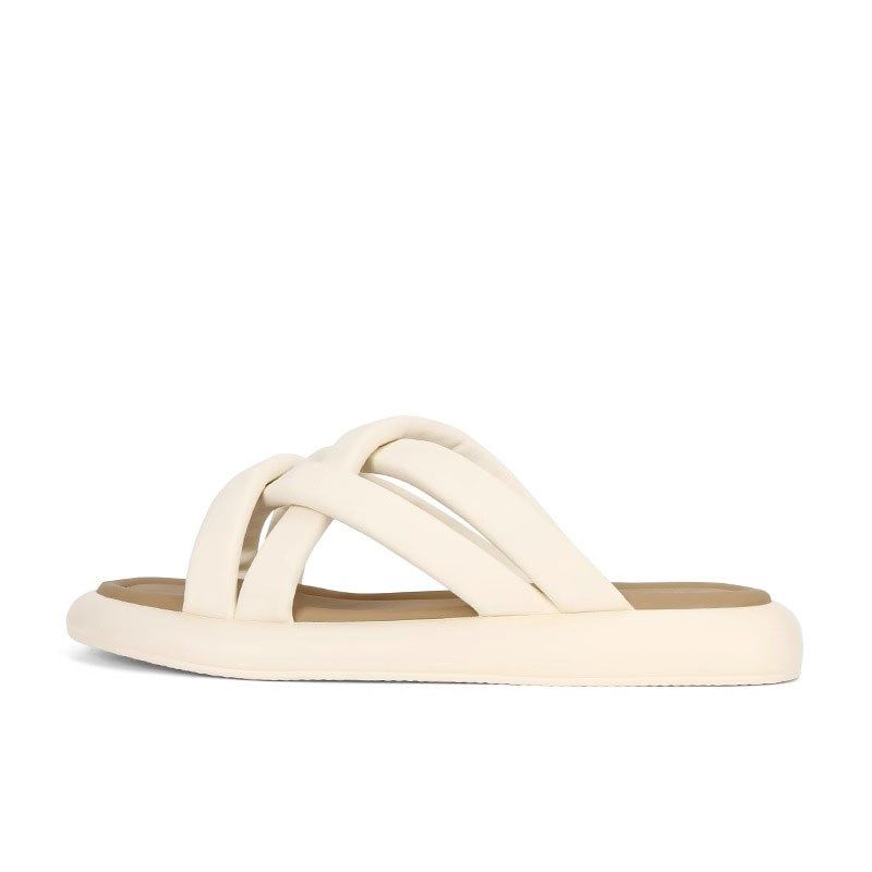 网红云朵泡d泡踩屎感交叉带白色凉鞋女休闲厚底面条凉拖鞋外穿沙