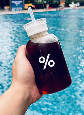 日本ROYAL%玻璃咖啡杯阿拉比卡随手杯子百分号高颜值耐热玻璃杯