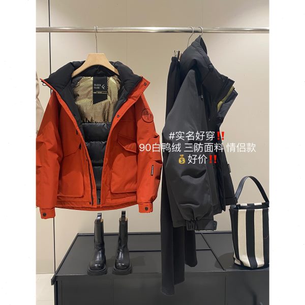 某鸭9IN情侣黑金！0工厂派克蓄白鸭绒羽绒服BLUE明星同款代热