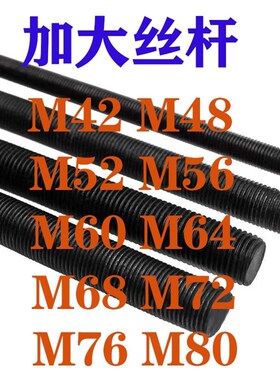 M42M48M52M56M60加大加粗发黑高D强度丝杠8.8级12.9级螺杆牙条丝