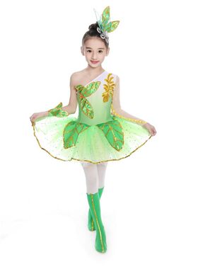 六一儿童茉莉花小草舞蹈服花w儿朵朵向太阳表演服荷花仙子舞蹈纱