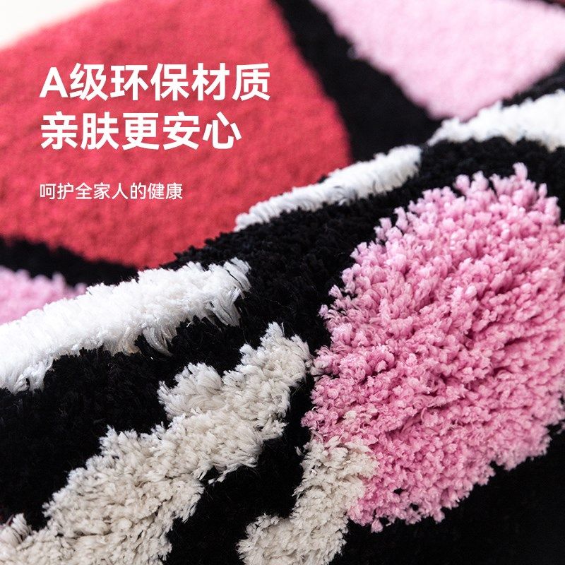 圆形地毯可爱猫咪儿童房卧室床边毯脚垫坐垫O卡通毛绒加厚防滑地