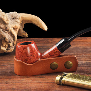 真皮烟斗架便携式单位烟斗底座收纳架托可调节按扣烟斗通用配件