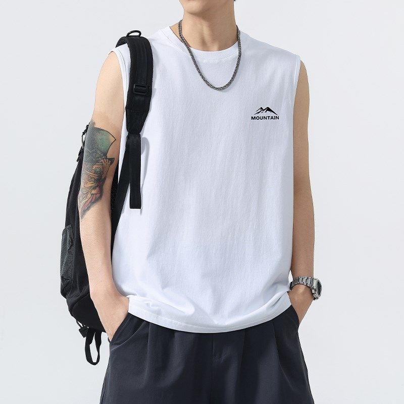 纯棉透气无袖T恤男生夏季薄款宽松运动坎肩背H心2025新款休闲 �