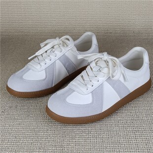 真皮鞋2025新款女鞋r小白鞋春季平底百搭休闲鞋学生复古系带单鞋