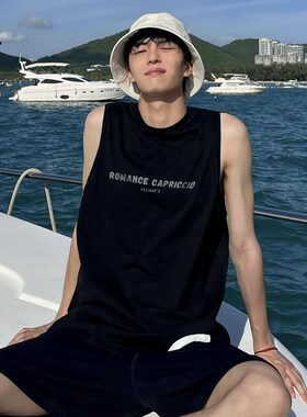 240g重磅夏季j新品背心男运动坎肩无袖T恤宽松健身汗衫纯棉打底衫