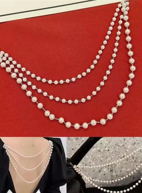 背部衣服后背炼条防走光流苏衣服挂炼两边领口时尚炼子珍珠高档