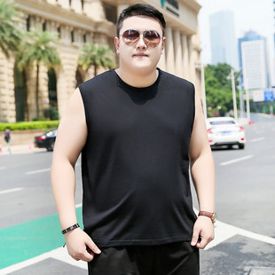 可定制 纯棉宽肩运动加肥大码 无袖 夏季 坎肩宽松胖子背 t恤m男