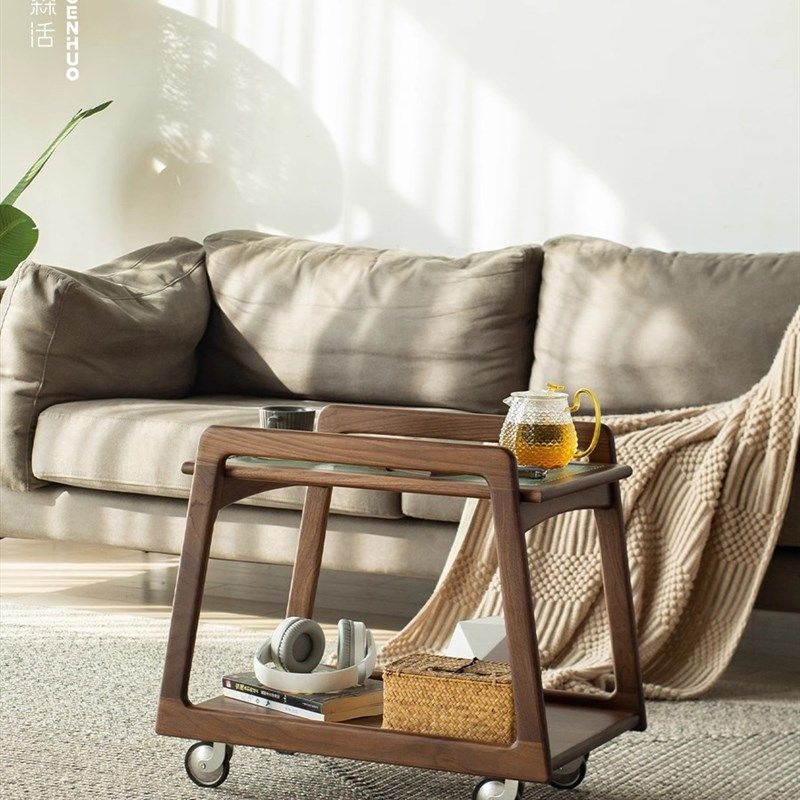 北美黑胡桃木全实木边几小推车日式沙发茶几置物可移动收纳客厅,住宅家具,移动边几/推车,淘宝优惠券,粉丝福利购,淘宝优惠卷
