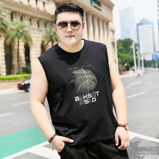 宽肩背N心加肥加大码 夏季 纯棉弹力宽松健身坎袖 男t恤 胖子汗 无袖