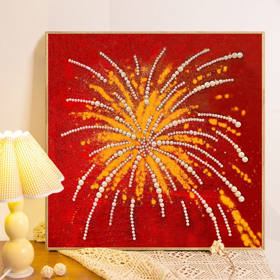 珍珠手工烟花DIY数字油画手工绘填充涂色材料包丙烯新年装饰挂画