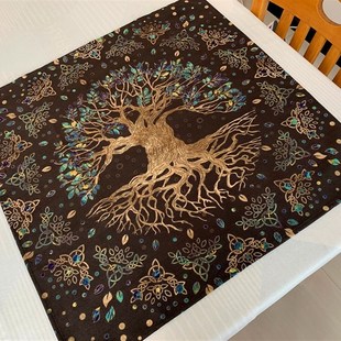 星座茶几挂毯游戏防滑棉麻祭坛复古塔罗牌桌布绒布专用加厚防水