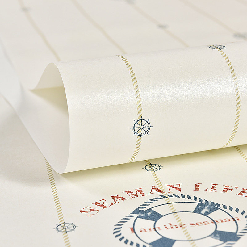 壁纸自粘温馨时尚卡通帆船地中海条纹环保儿童房装饰壁纸铝膜底,家装主材,自贴墙纸/自粘墙纸,淘宝优惠券,粉丝福利购,淘宝优惠卷