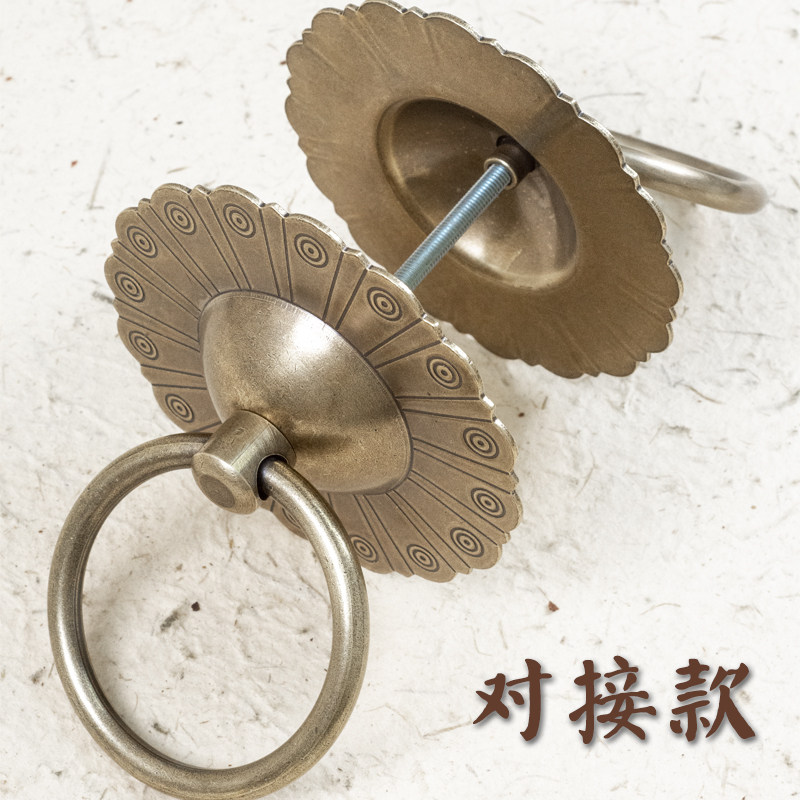 纯黄铜中式大门把手实木铜门环老式拉环圆环复古铜把手仿古铜门钹