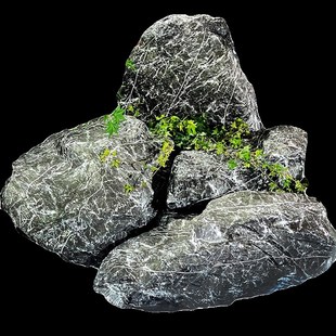 仿真玻璃钢黑山石庭院楼梯间假石头造景道具园林假山景观装 饰