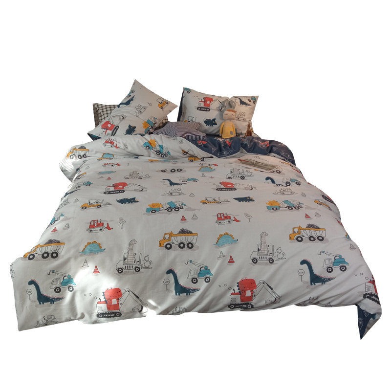 卡通风工程车全棉n四件套床单被套儿童可爱宿舍三件套床上用品,床上用品,床品套件/四件套/多件套,淘宝优惠券,粉丝福利购,淘宝优惠卷