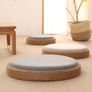 日式黄麻阳台榻榻米蒲团户外地上看书坐垫团蒲亚麻圆Y形跪拜打坐