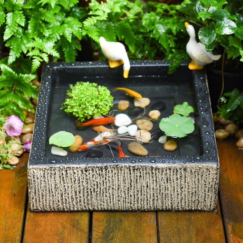 庭院小花园阳台鱼池n造景摆件户外鱼缸仿石槽水景观小院天台布置,家居饰品,装饰摆件,淘宝优惠券,粉丝福利购,淘宝优惠卷