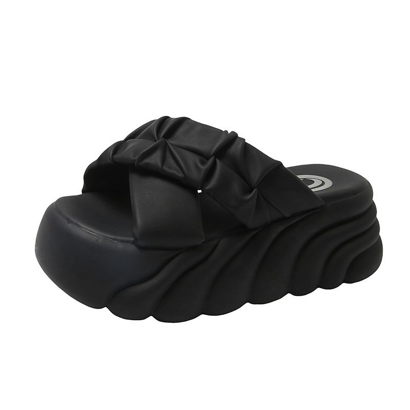 厚底拖鞋女时尚外穿2025夏季新款增高7cm踩屎感S交叉百搭松糕凉拖,女鞋,一字拖,淘宝优惠券,粉丝福利购,淘宝优惠卷