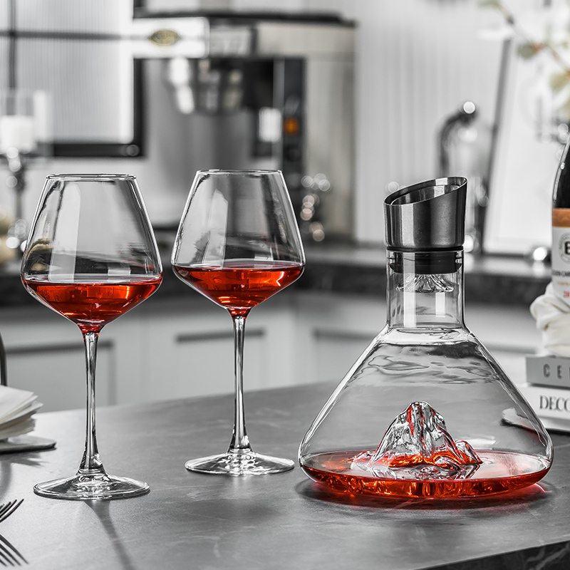 大肚勃艮第红酒杯套装家用水晶玻璃葡萄酒高脚杯子醒酒器大号酒具