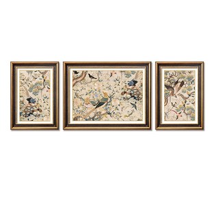 美式客厅装饰画法式复古挂画中古沙发背景墙新中式广绣百鸟争鸣图