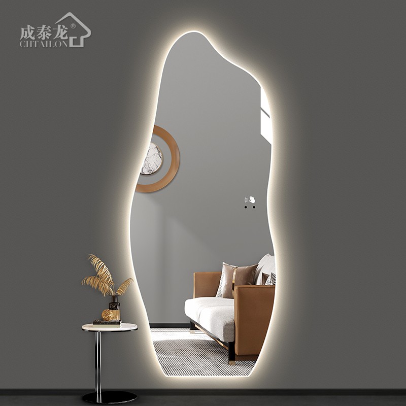 智能不规则全身镜子贴墙家用异形LED穿衣镜壁挂衣帽间试衣镜带灯