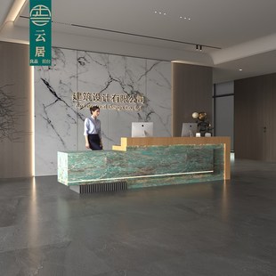 公司定制商铺会所吧台收银台岩板前台酒店大理石接待台仿石材烤漆