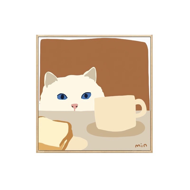 偷喝牛奶的猫咪沙发背景墙饰画客厅卧室床挂画
