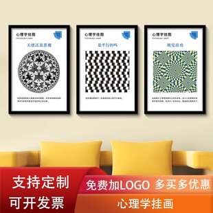 心理学挂画错觉关挂图心理咨询室布置视觉测试饰画现代