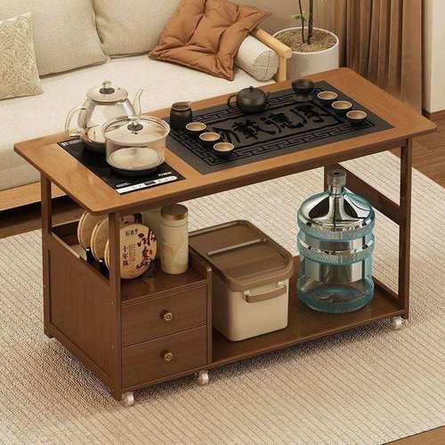 移动小茶桌家用茶台实木茶车沙发边几茶几茶柜烧水壶一体阳台茶几