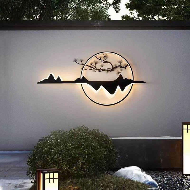 太阳能户外防水景观壁灯别墅庭院中式园林造景灯影壁墙装饰围墙灯