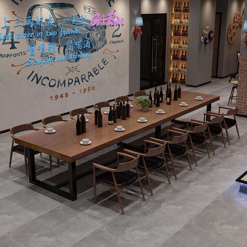 工业风实木办公桌铁艺电脑桌loft复古会议桌长条桌工作台家用餐桌