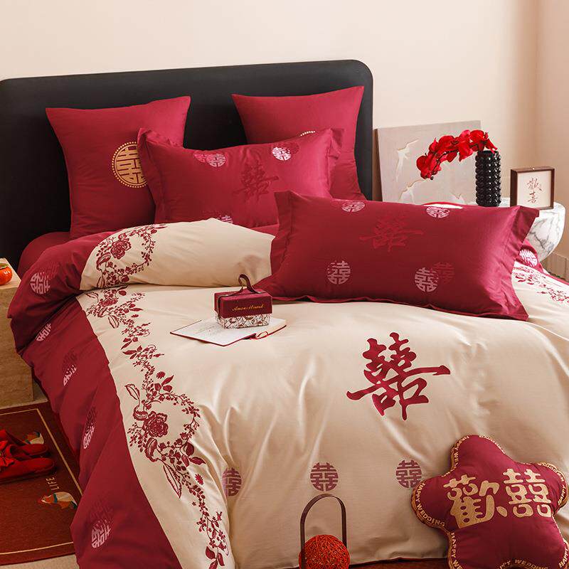 公主风结婚床上用品四件套全棉纯棉新婚庆陪嫁高档被套床单四件套