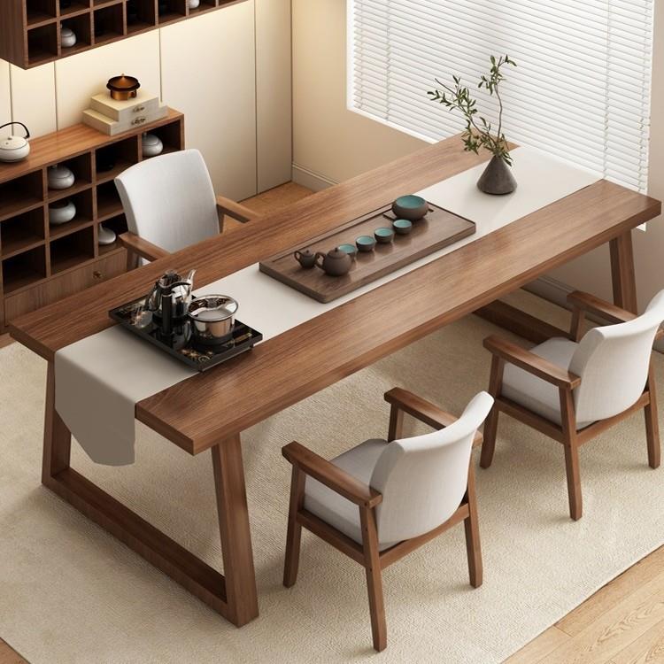 茶桌椅组合茶台泡茶桌子办公室简约实木腿新中式家用阳台大板茶桌