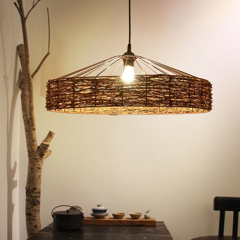 灯具现代简约铁艺藤编藤艺美式乡村田园复古怀旧客厅餐厅吧台吊灯